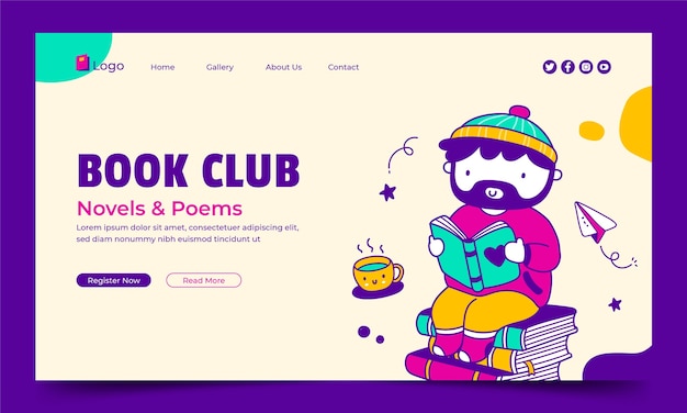 Free vector hand drawn literature landing page