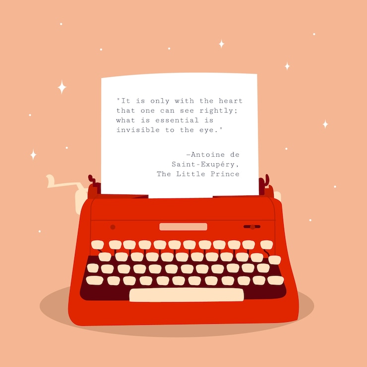Free Vector hand drawn literature quote and machine