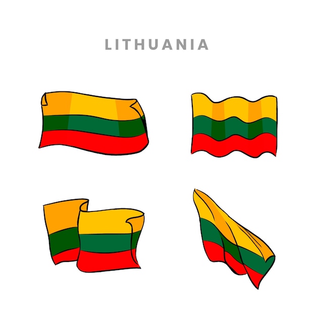 Бесплатное векторное изображение Коллекция рисованной флаг литвы и национальных гербов