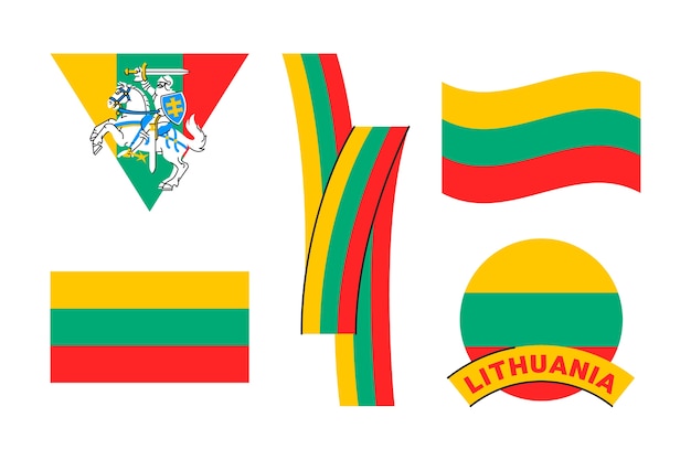 Hand drawn lithuania flag and national emblems collection