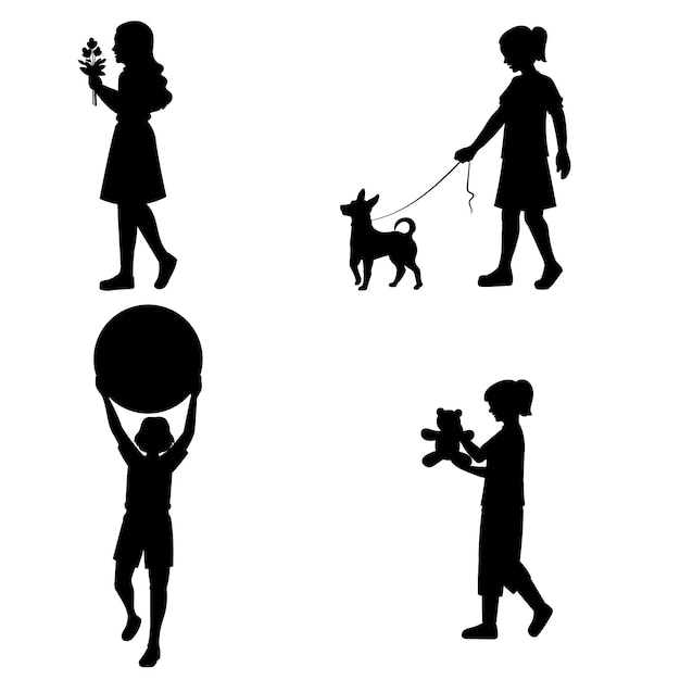 Hand drawn  little girl silhouette