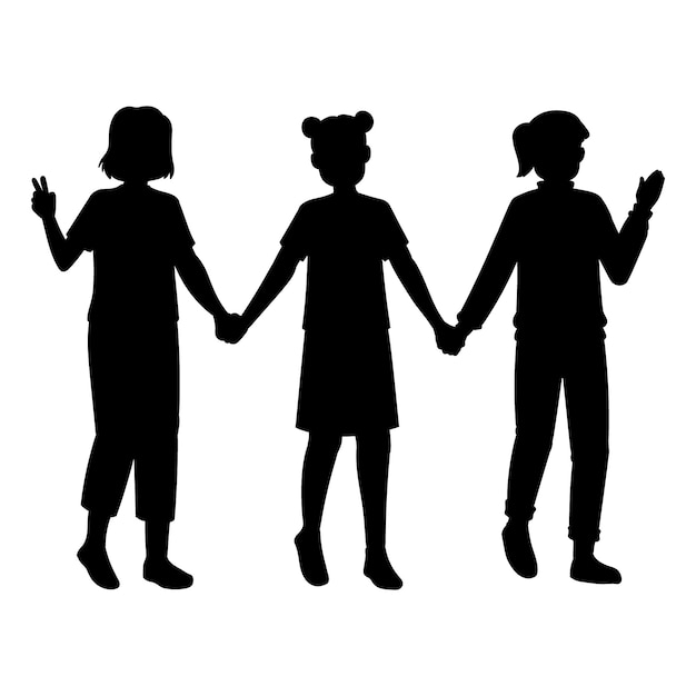 Free vector hand drawn  little girl silhouette