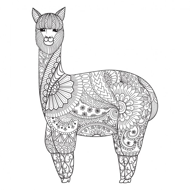 Hand drawn llama background