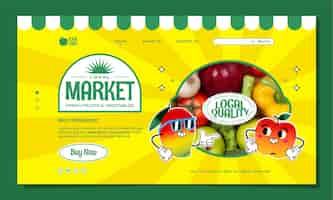 Free vector hand drawn local market business landing page template