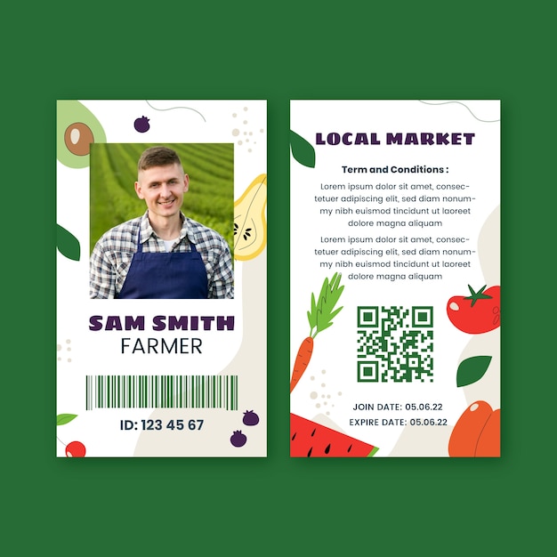 Free vector hand drawn local market id card