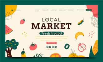 Free vector hand drawn local market landing page template