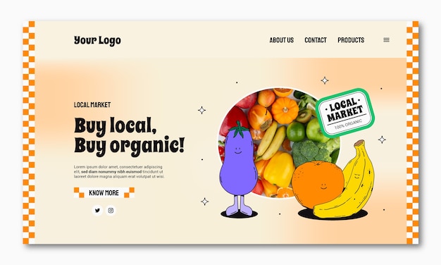 Free vector hand drawn local market landing page