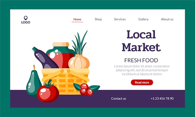 Hand drawn local market landing page