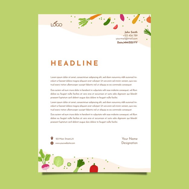 Hand drawn local market letterhead template