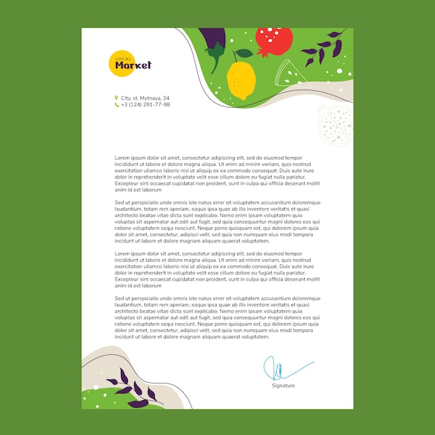 hand drawn local market letterhead template