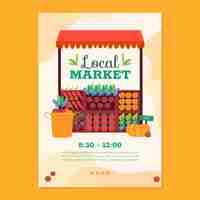 Vettore gratuito modello di poster del mercato locale disegnato a mano