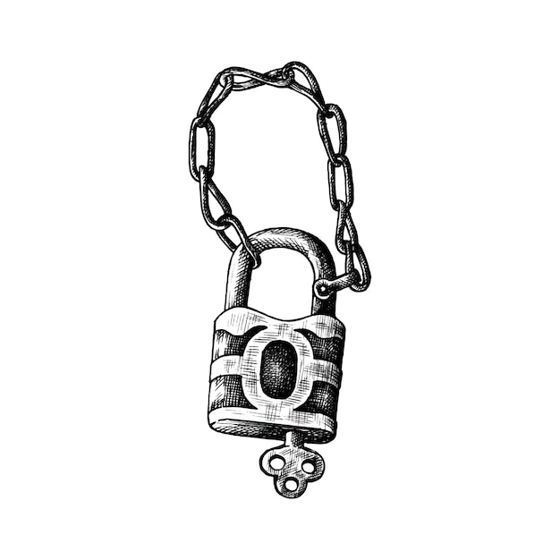 Hand drawn lock and key