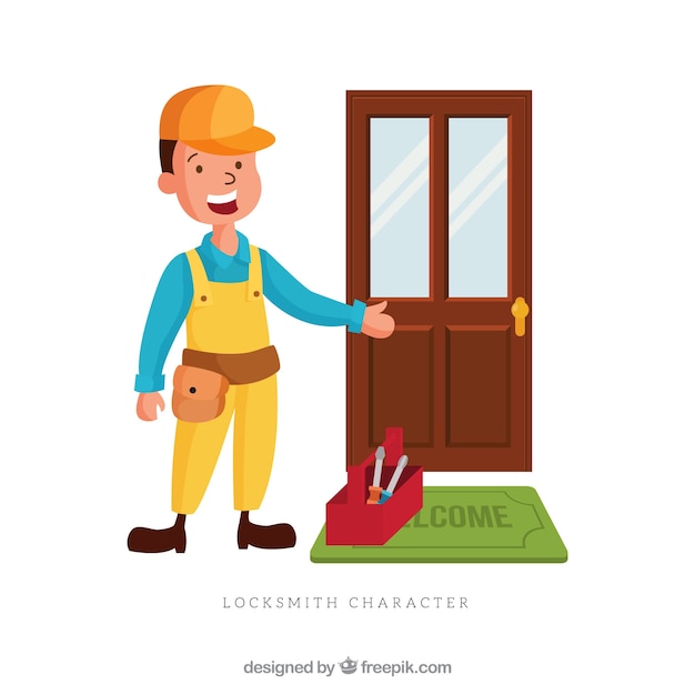 Free vector hand drawn locksmith character