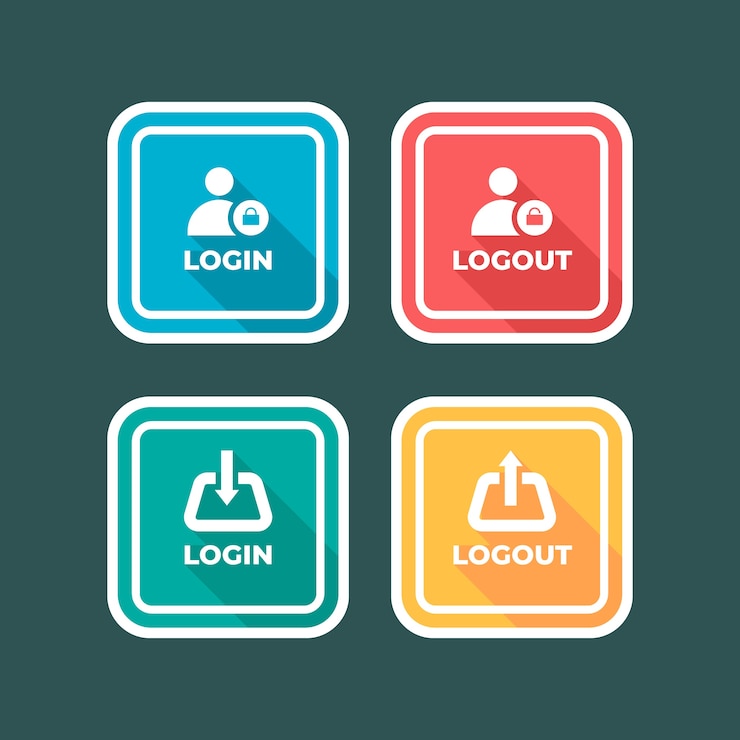 Free Vector hand drawn login and logout buttons icons