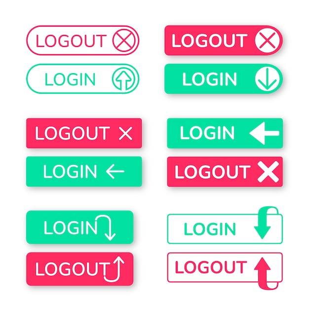 Free vector hand drawn login and logout buttons  label collection