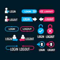 Free vector hand drawn login and logout buttons  label collection