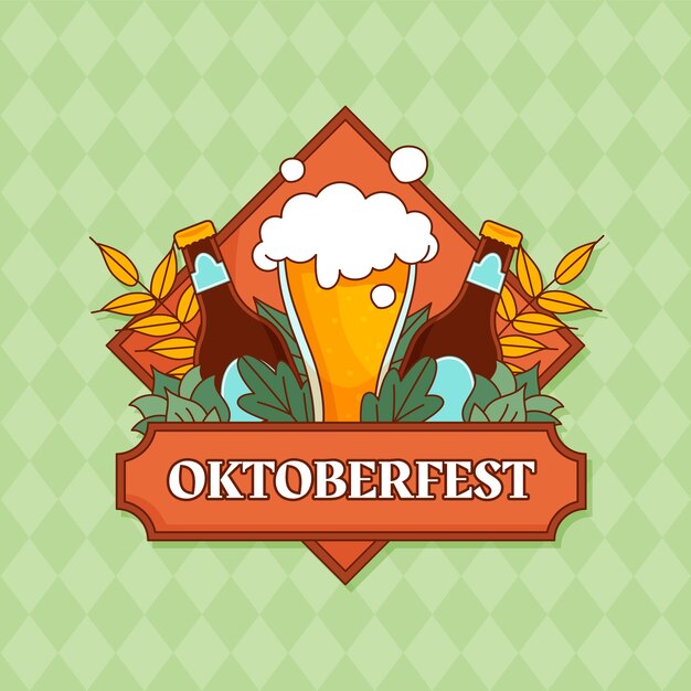 Hand drawn logo template for oktoberfest festival