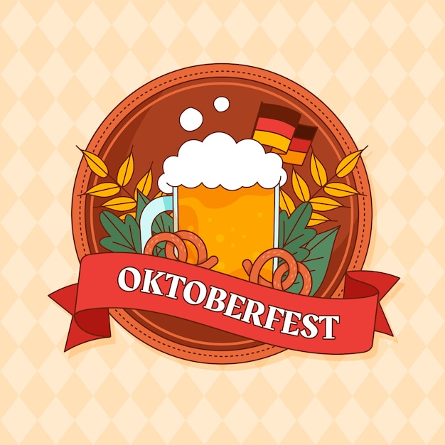 Vettore gratuito modello di logo disegnato a mano per il festival dell'oktoberfest