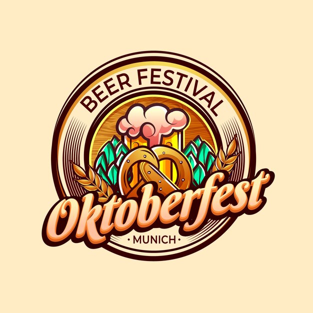 Hand drawn logo template for oktoberfest