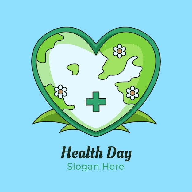 Hand drawn logo template for world health day awareness