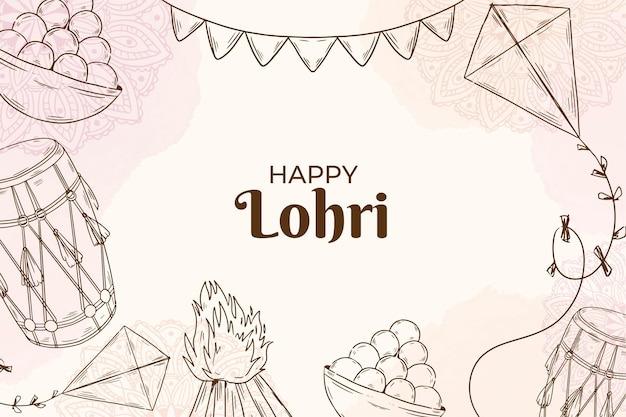 Free vector hand drawn lohri background