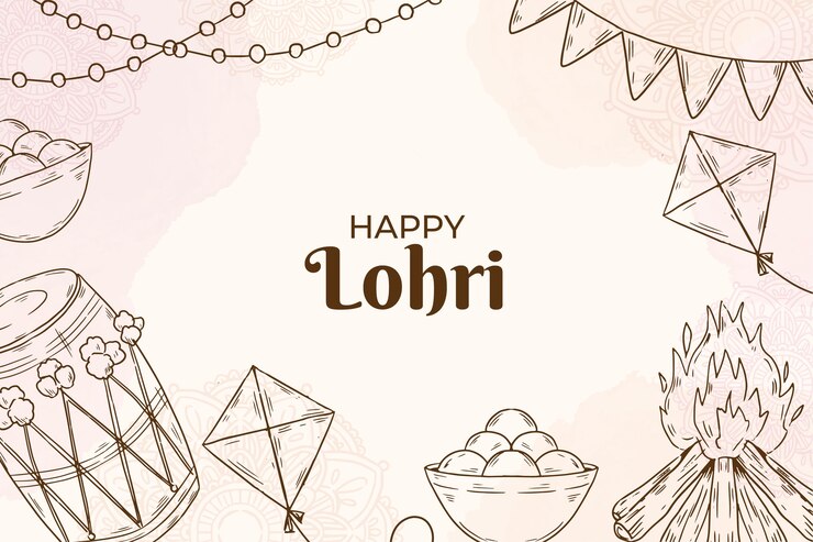 मुफ़्त वेक्टर hand drawn lohri background