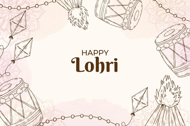 Free vector hand drawn lohri background