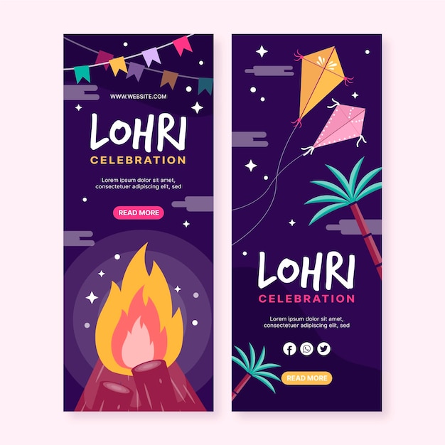 손으로 그린 된 lohri 배너