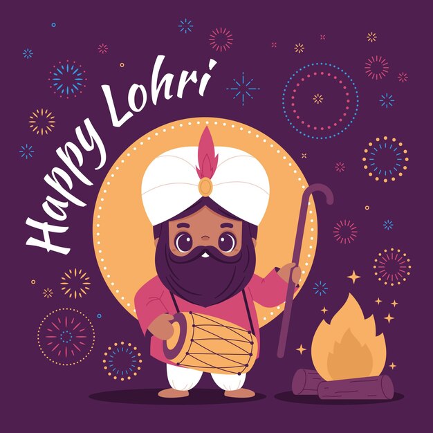 손으로 그린 lohri 축제