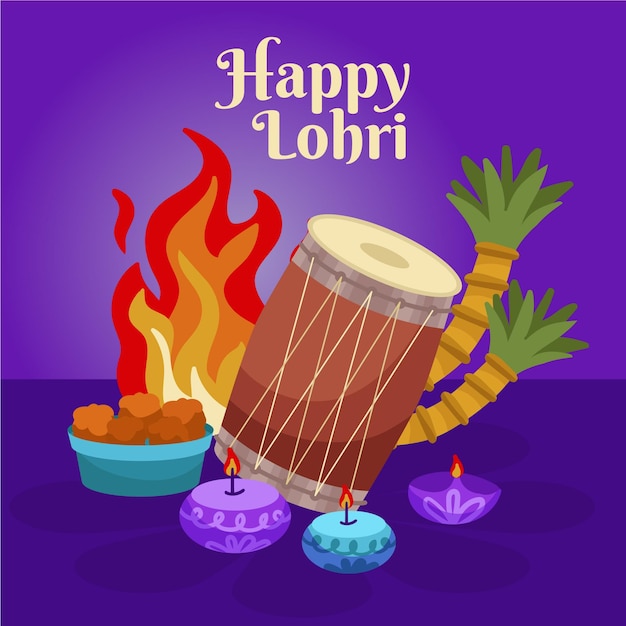 손으로 그린 lohri 축제