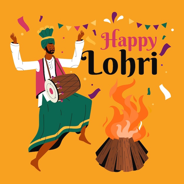 손으로 그린 lohri 축제