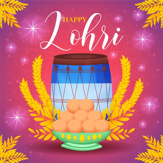 손으로 그린 lohri 축제