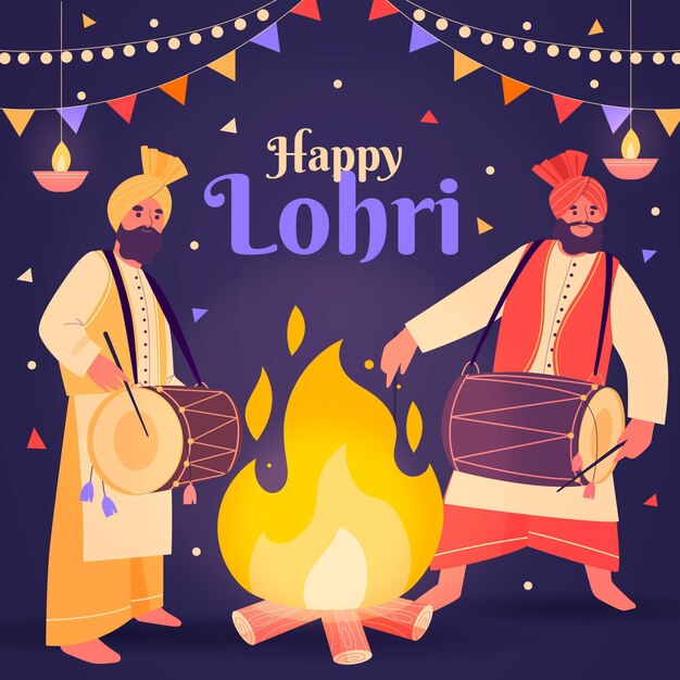 손으로 그린 lohri 축제