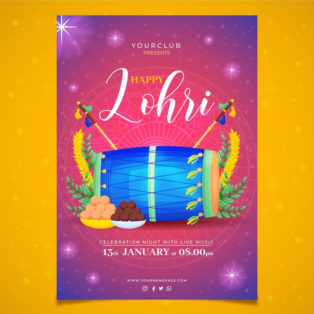 손으로 그린 된 lohri 포스터