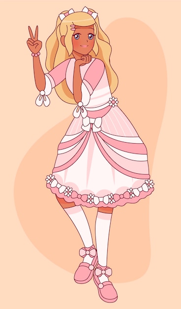 Free vector hand drawn lolita style girl