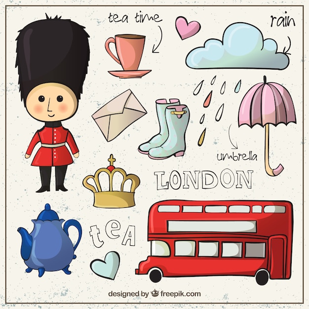 Free vector hand drawn london culture elements