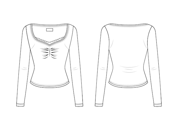 Free vector hand drawn long sleeve t-shirt outline illustration