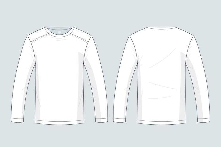 Free Vector hand drawn long sleeve t-shirt outline illustration
