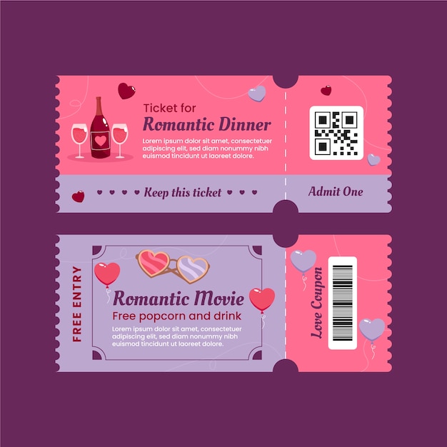 Free vector hand drawn love coupons illustration