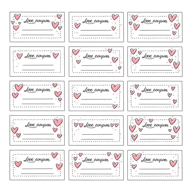 Hand drawn love coupons illustration