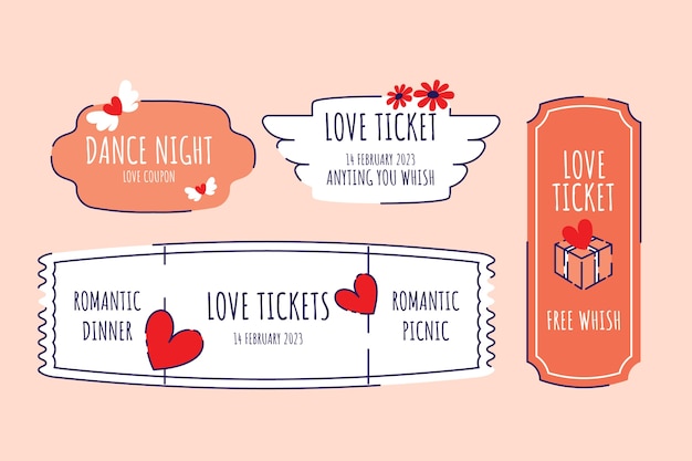 Free vector hand drawn love coupons illustration