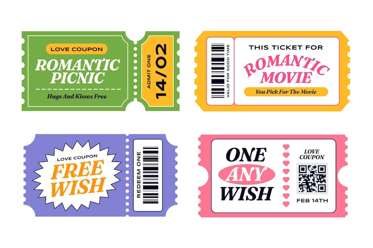 Free Vector hand drawn love coupons set illustration