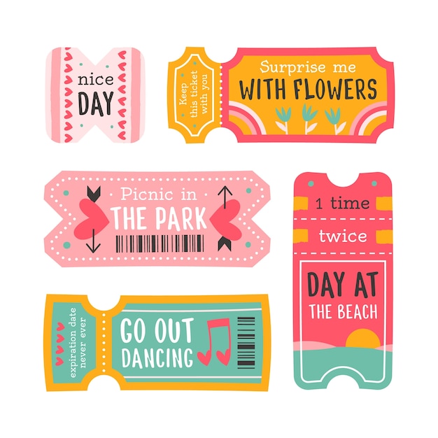 Hand drawn love coupons set illustration