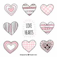 Free vector hand drawn love hearts