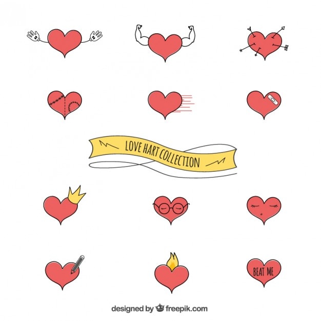 Free vector hand drawn love heats pack