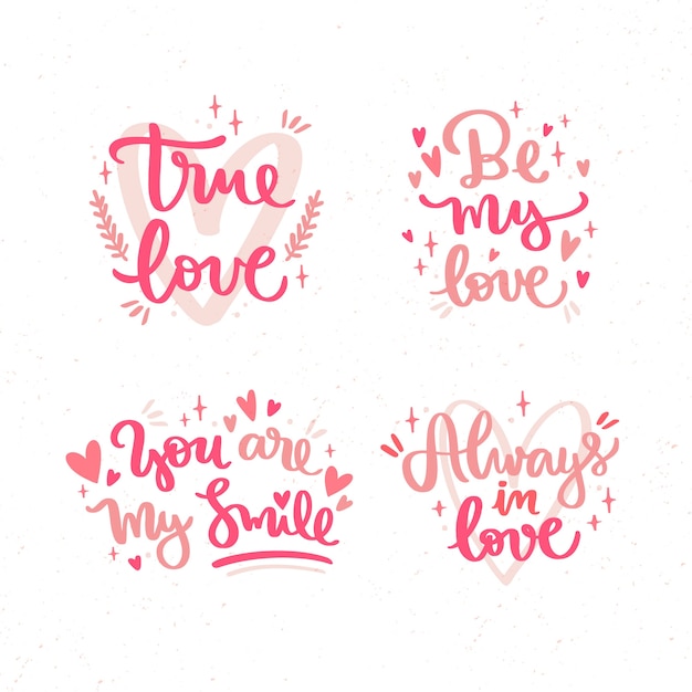 Free vector hand drawn love lettering collection