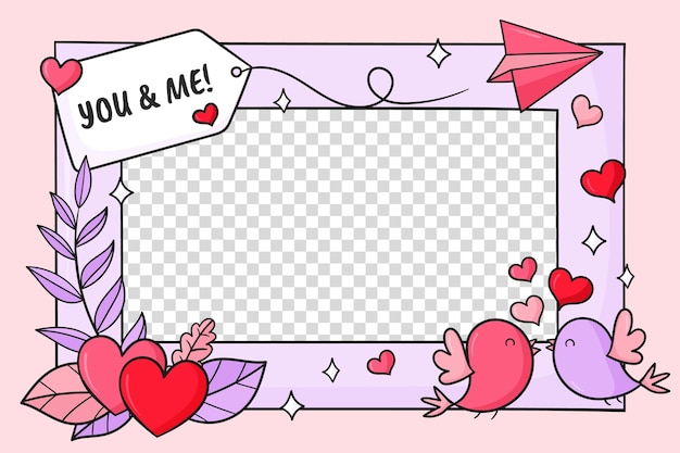 Hand drawn love photo frame template