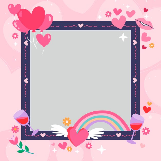 Hand drawn love photo frame template