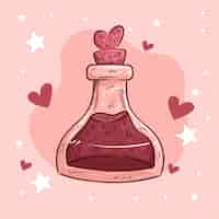 Free vector hand drawn love potion bottle illustration