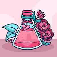 Free vector hand drawn love potion floral illustration